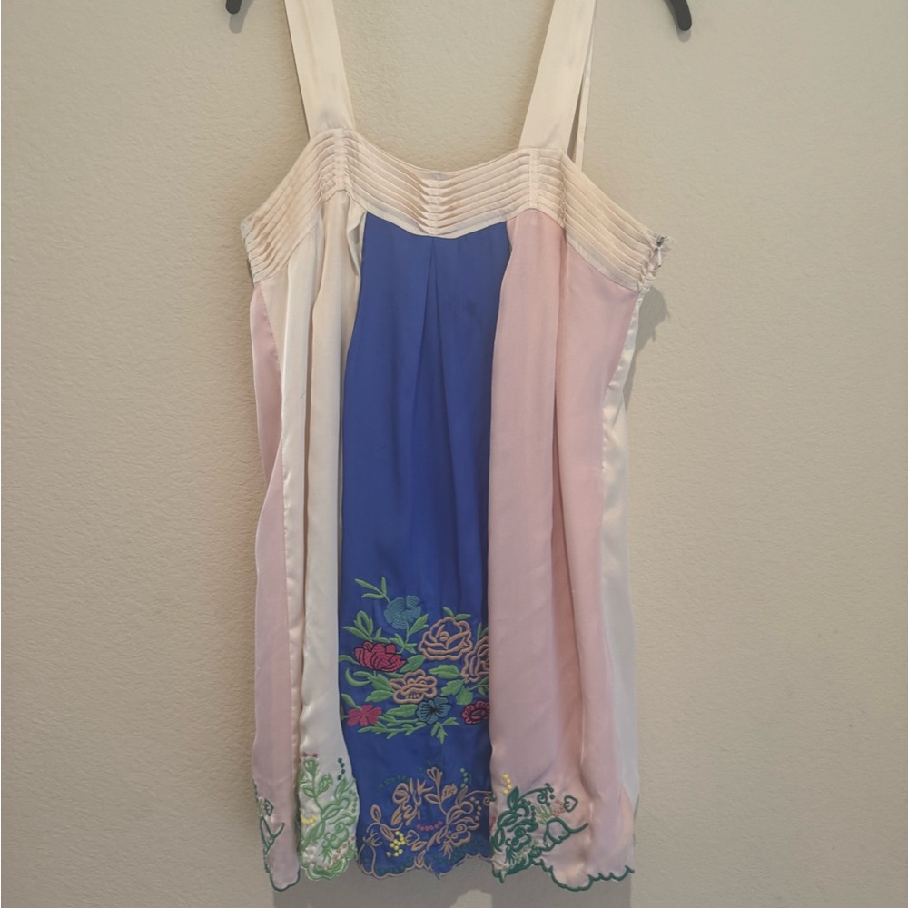 Minuet Petite Blue and Pink Dress